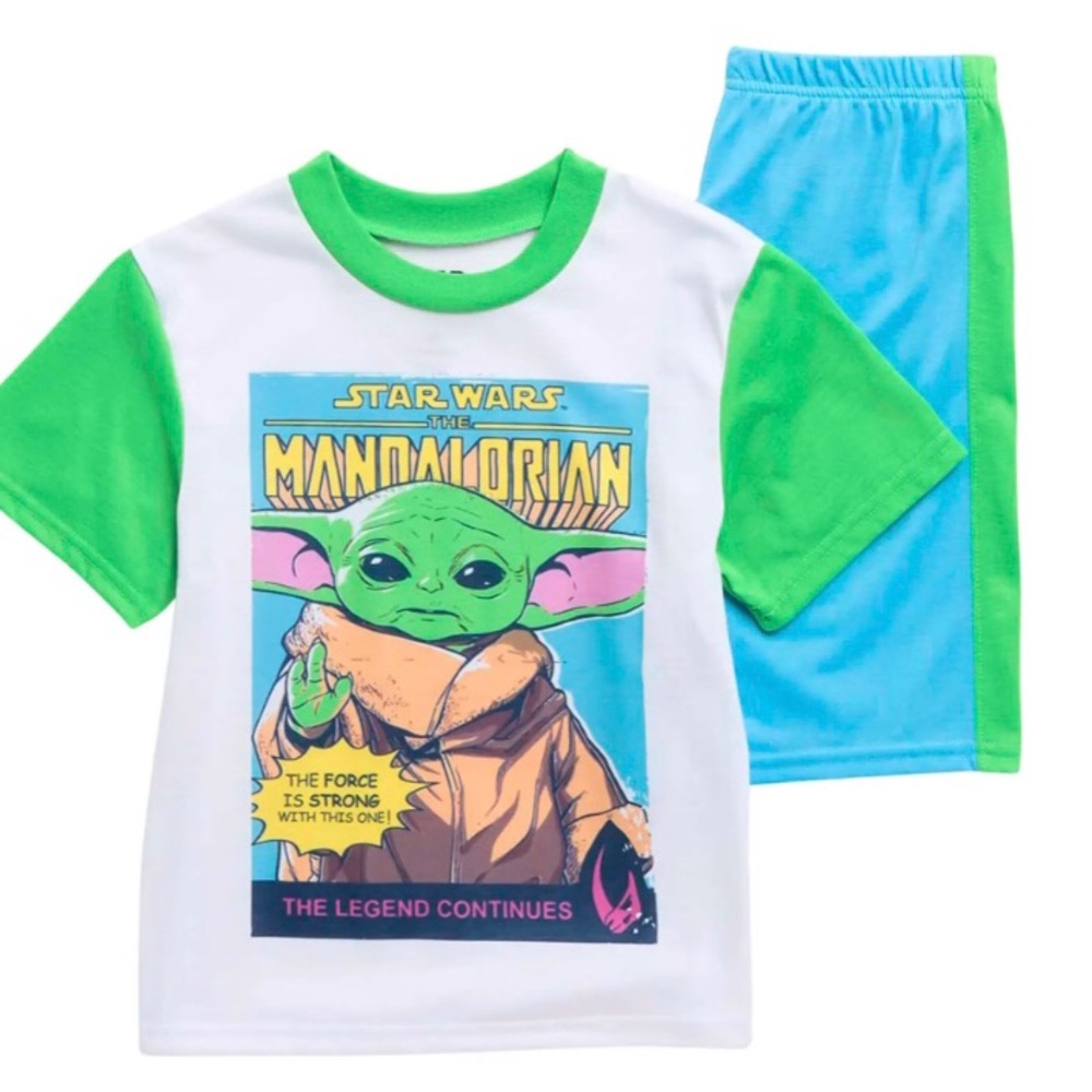 ❌Star Wars Baby Yoda Pajama 2 piece Set Shirt Shorts Mandalorian Size